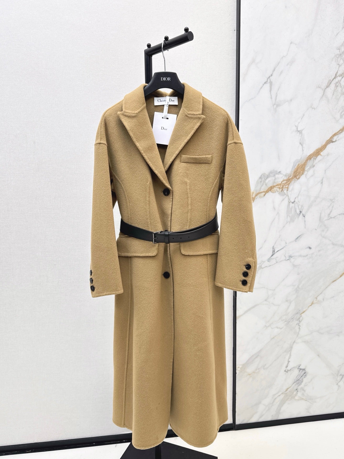 Di 25 New detachable scarf wool cashmere coat（WHITE/BLACK/KHAKI）