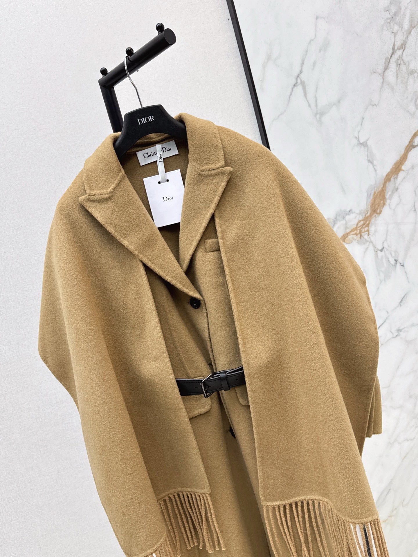 Di 25 New detachable scarf wool cashmere coat（WHITE/BLACK/KHAKI）