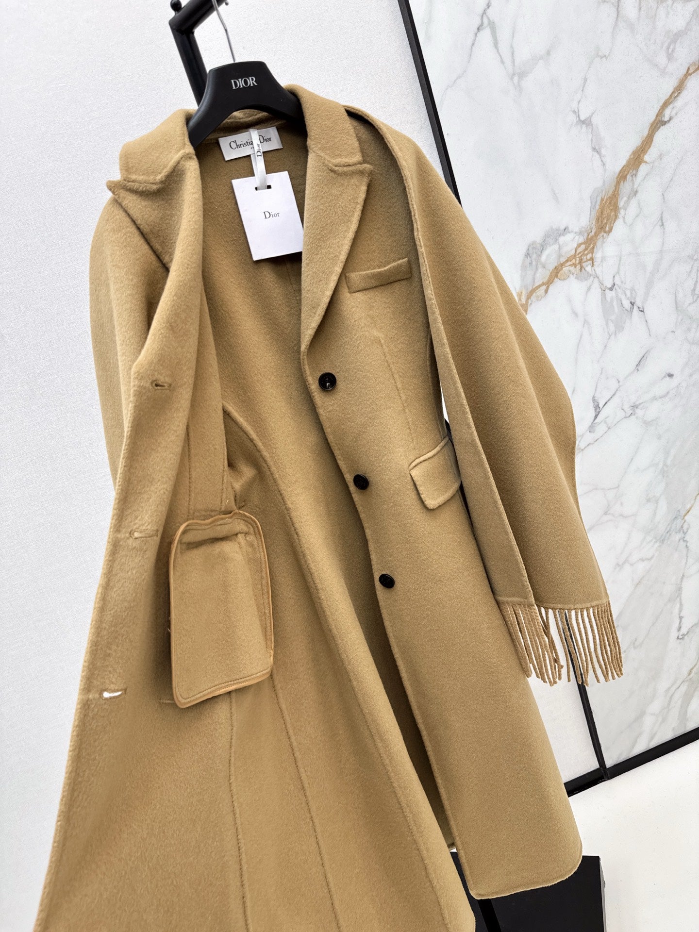 Di 25 New detachable scarf wool cashmere coat（WHITE/BLACK/KHAKI）