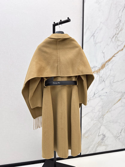 Di 25 New detachable scarf wool cashmere coat（WHITE/BLACK/KHAKI）