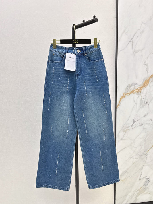 C 25 New Heavy Rhinestone Straight Jeans