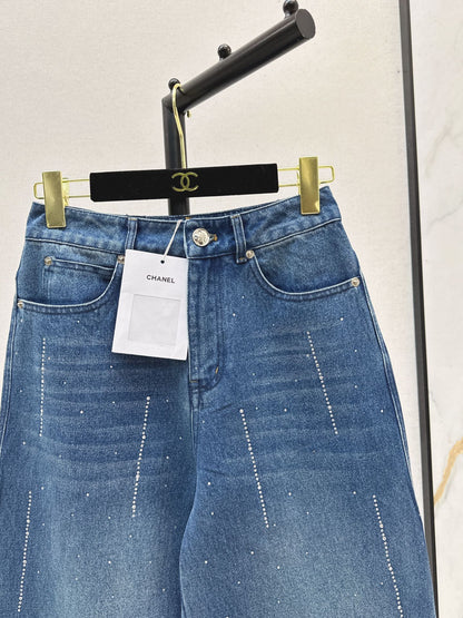C 25 New Heavy Rhinestone Straight Jeans