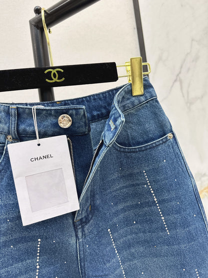 C 25 New Heavy Rhinestone Straight Jeans