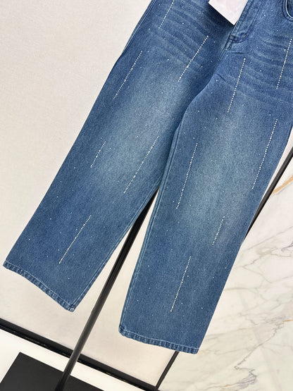 C 25 New Heavy Rhinestone Straight Jeans