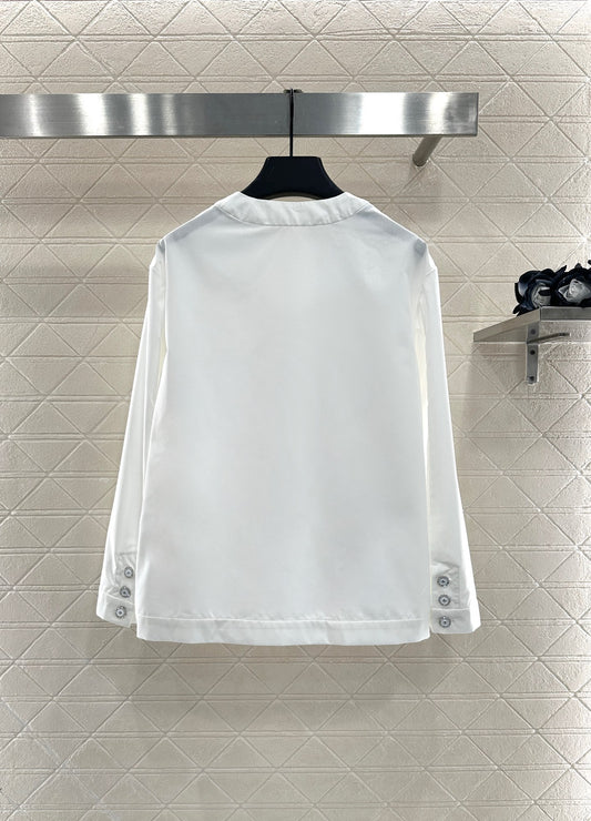 C 25 Round neck pocket pure cotton thin jacket