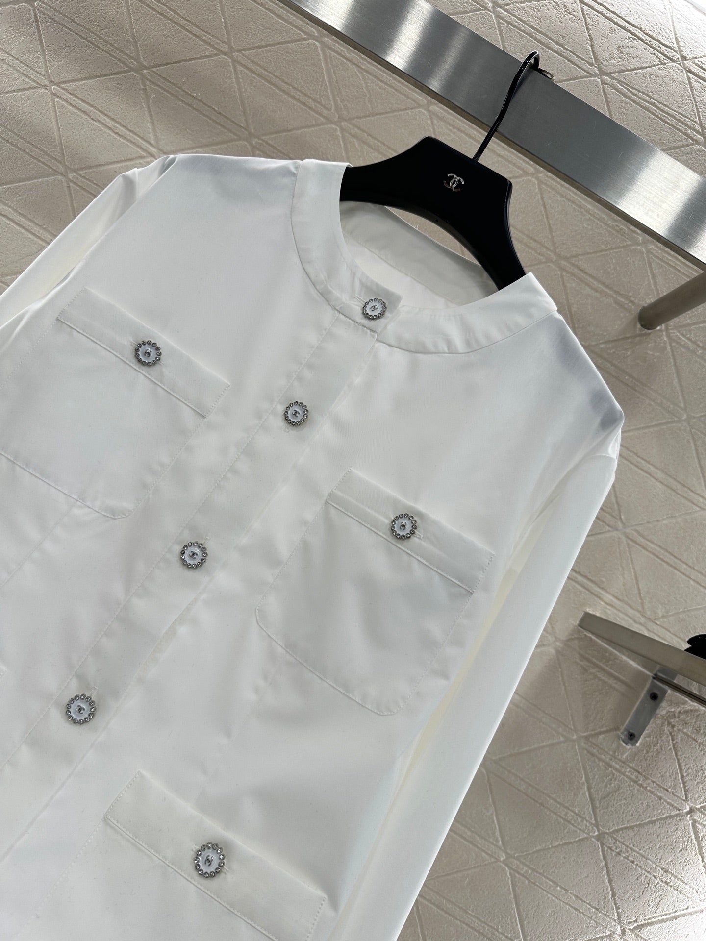 C 25 Round neck pocket pure cotton thin jacket