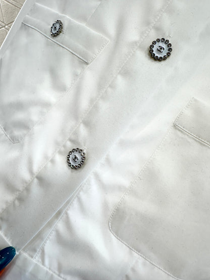 C 25 Round neck pocket pure cotton thin jacket