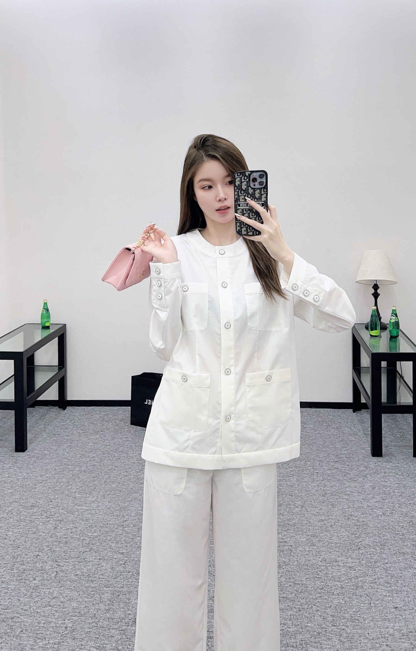 C 25 Round neck pocket pure cotton thin jacket
