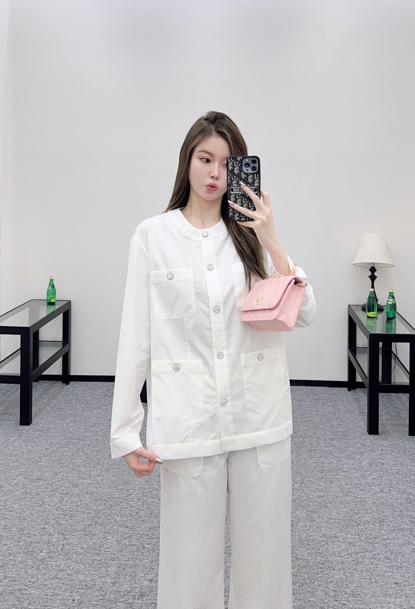 C 25 Round neck pocket pure cotton thin jacket