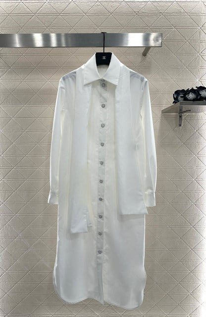 C 25 Ribbon-tied long shirt dress