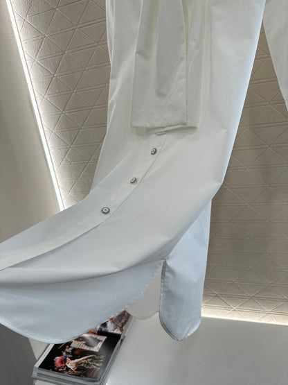 C 25 Ribbon-tied long shirt dress