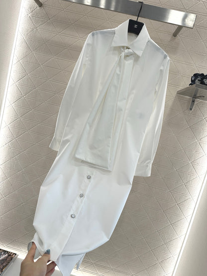 C 25 Ribbon-tied long shirt dress