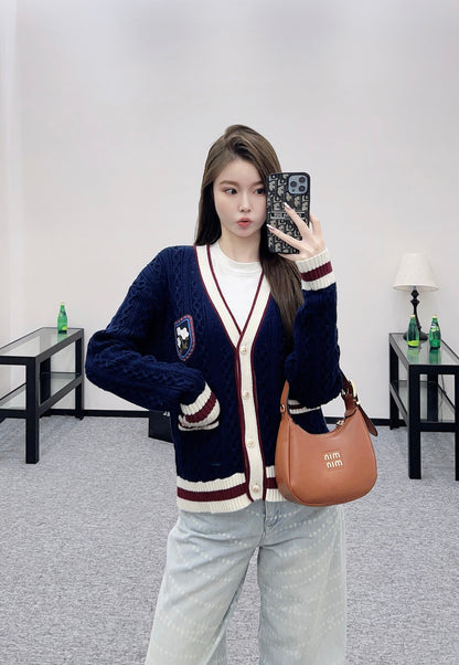 C 25 V-neck cable-knit cashmere cardigan