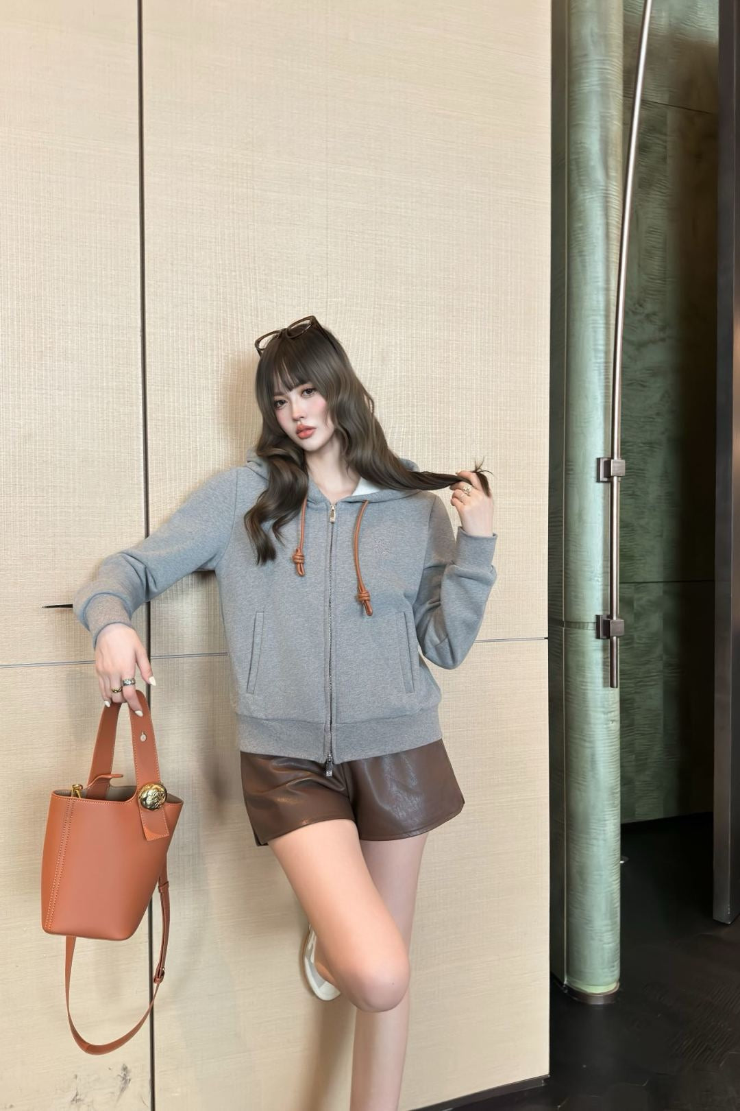 Lo 25 New loose hooded casual jacket (gray/black)