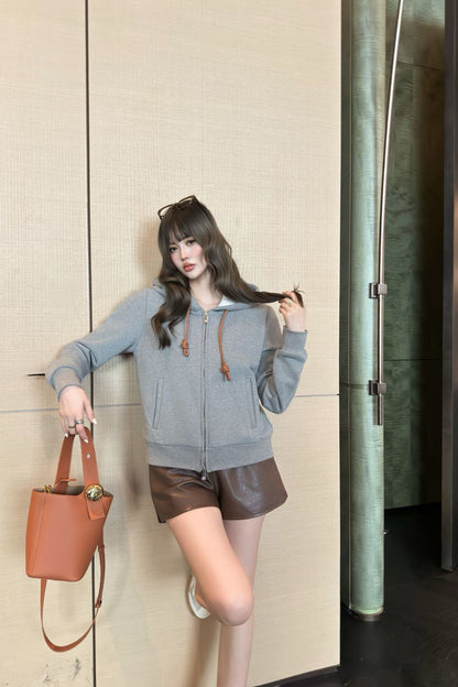 Lo 25 New loose hooded casual jacket (gray/black)