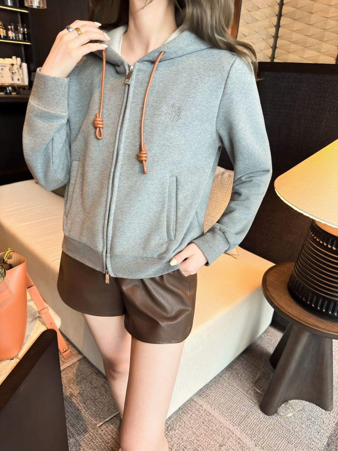 Lo 25 New loose hooded casual jacket (gray/black)