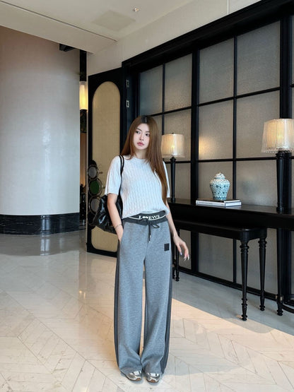 Lo 25 New logo threaded straight-leg trousers (gray/black)