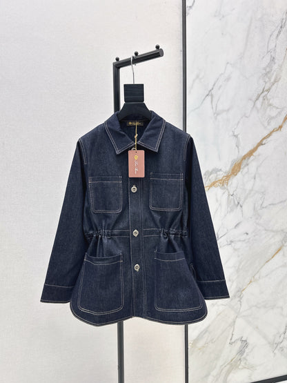 Lor 25 New drawstring waist denim jacket