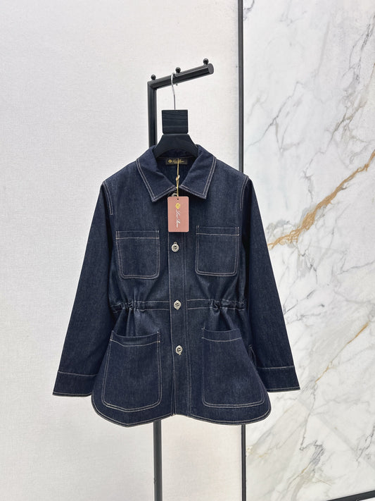Lor 25 New drawstring waist denim jacket