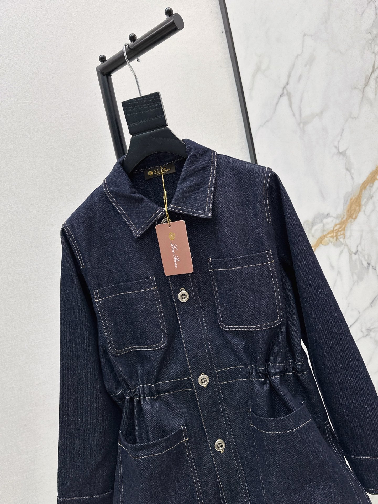 Lor 25 New drawstring waist denim jacket