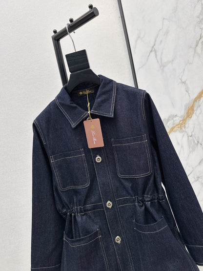 Lor 25 New drawstring waist denim jacket