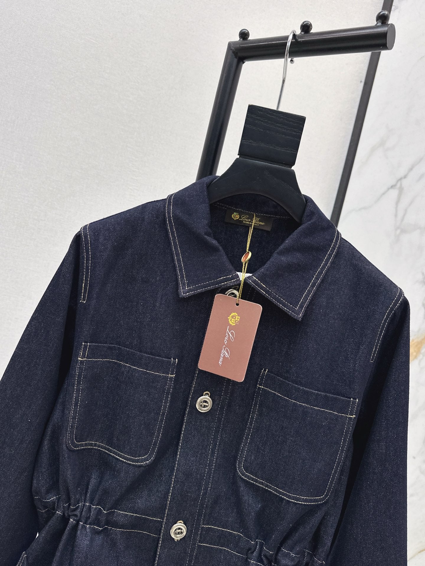 Lor 25 New drawstring waist denim jacket