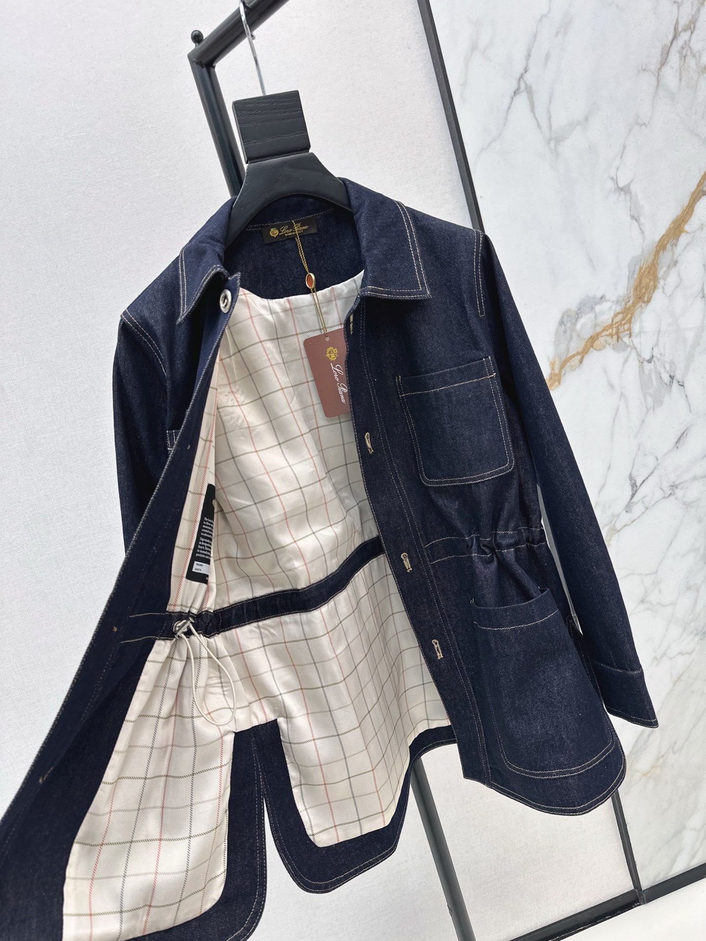 Lor 25 New drawstring waist denim jacket