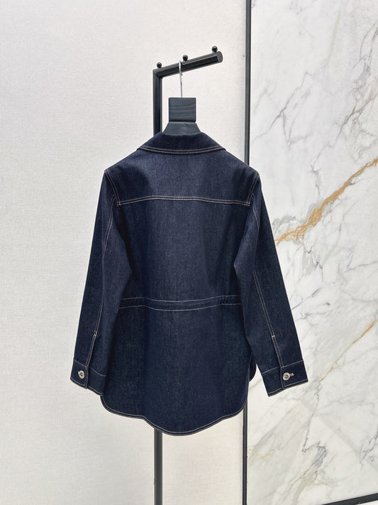 Lor 25 New drawstring waist denim jacket