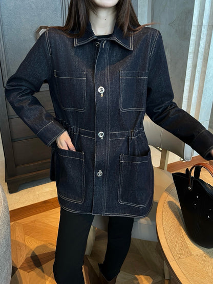 Lor 25 New drawstring waist denim jacket
