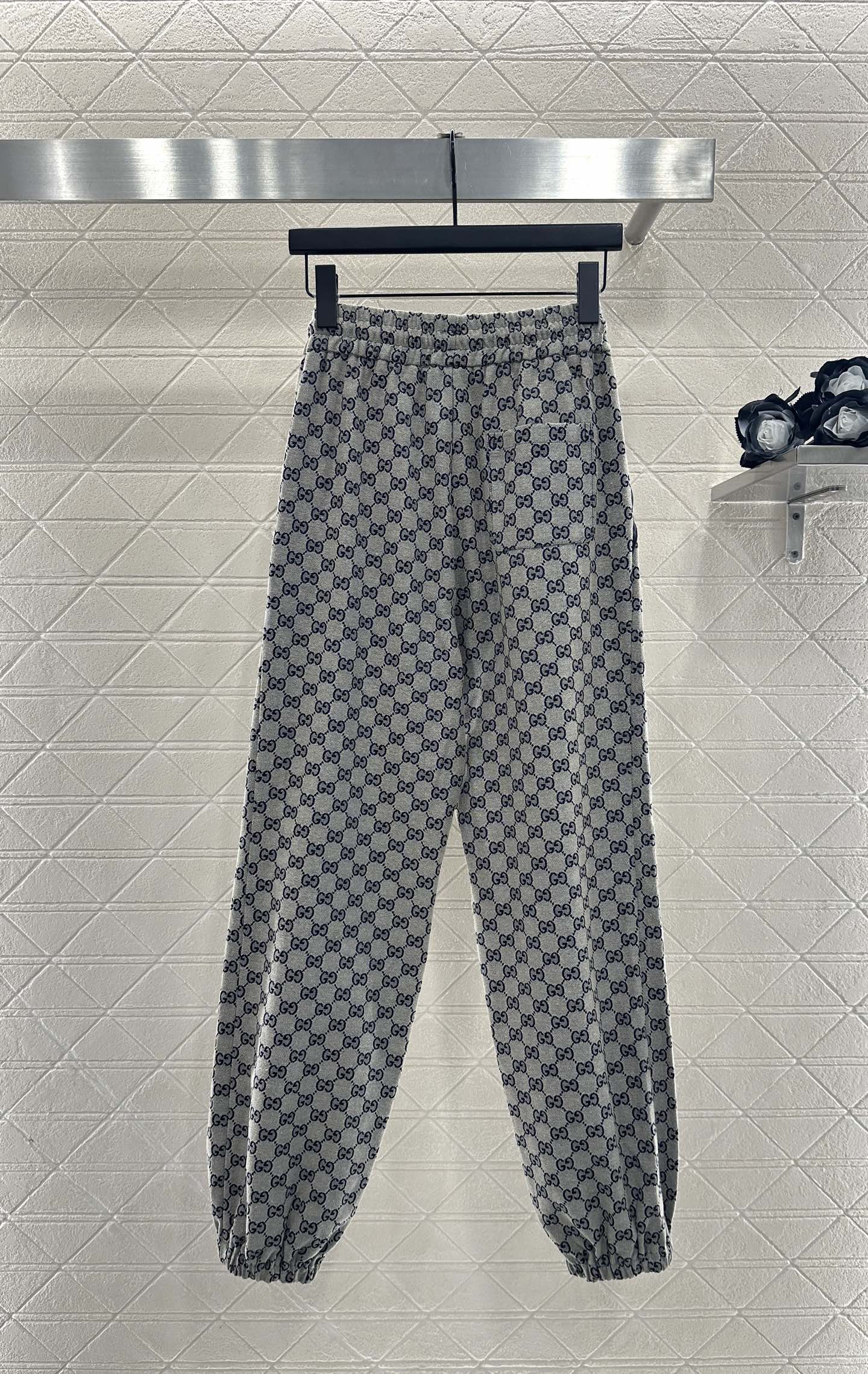 Gu 25 jacquard casual drawstring trousers