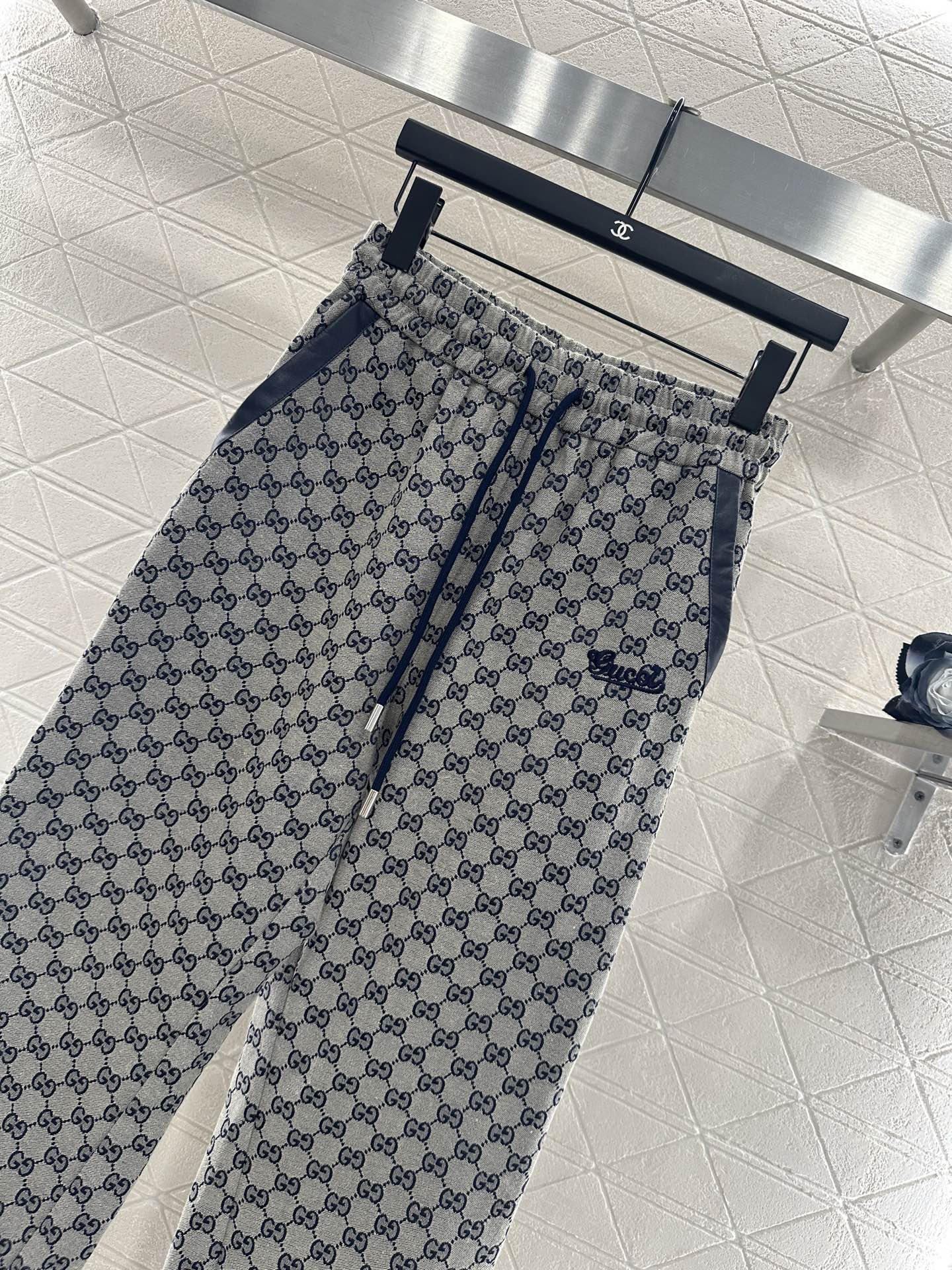 Gu 25 jacquard casual drawstring trousers