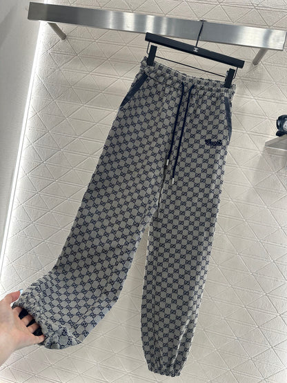 Gu 25 jacquard casual drawstring trousers