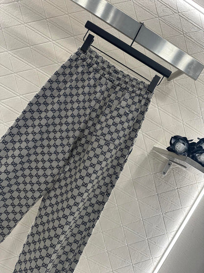 Gu 25 jacquard casual drawstring trousers