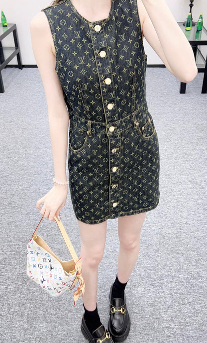L 25 denim vest skirt