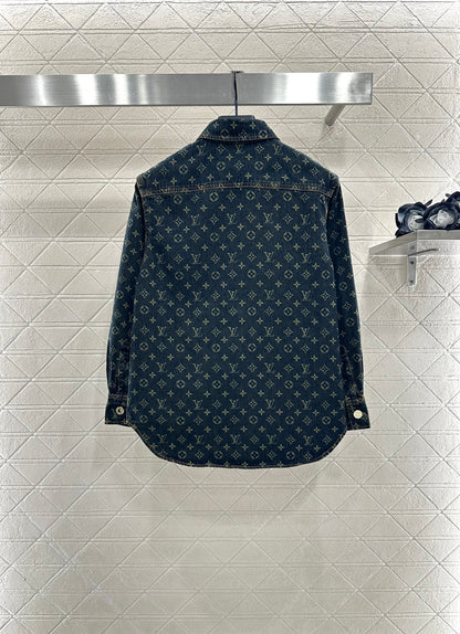 L 25 Denim shirt + pleated skirt set