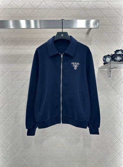 Pr 25 Zipper lapel jacket and trousers set(gray/navy)