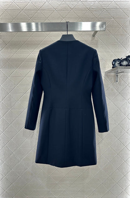 L 25 Round-neck leather chain-button midi coat