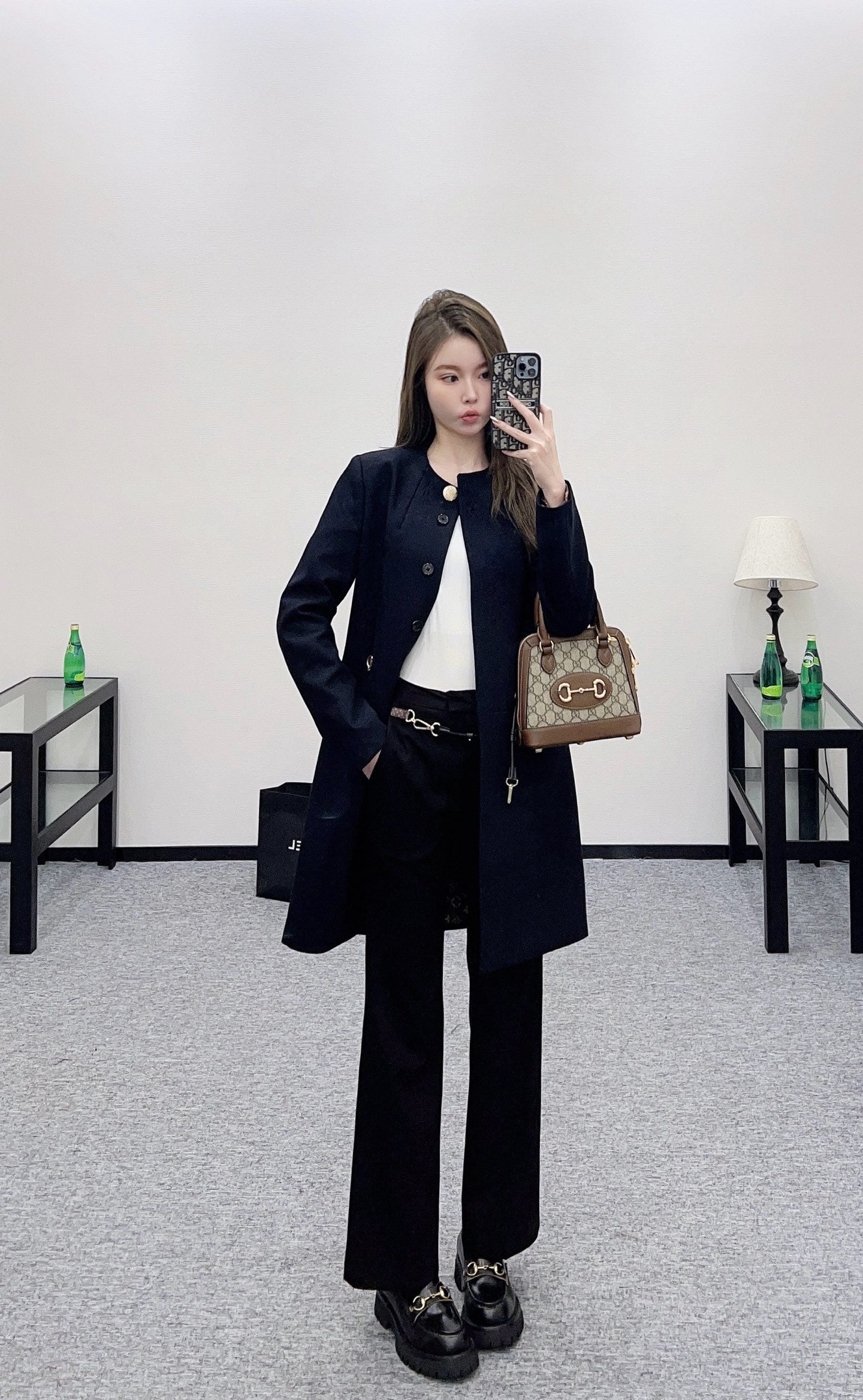 L 25 Leather chain-link straight-leg suit trousers
