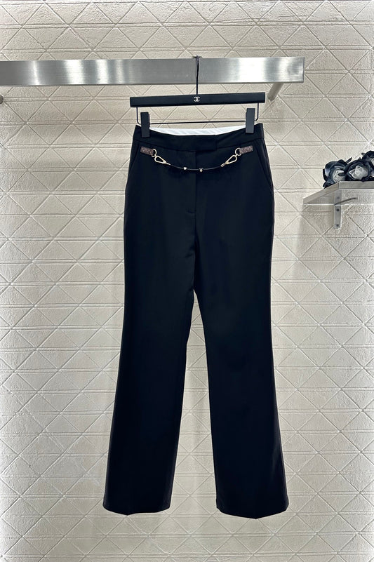 L 25 Leather chain-link straight-leg suit trousers