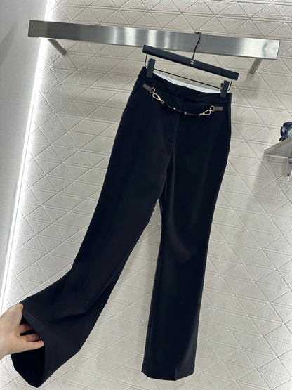 L 25 Leather chain-link straight-leg suit trousers