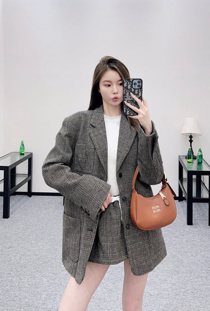 Mi 25 Check worsted wool blazer