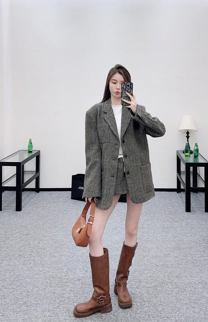 Mi 25 Check worsted wool blazer