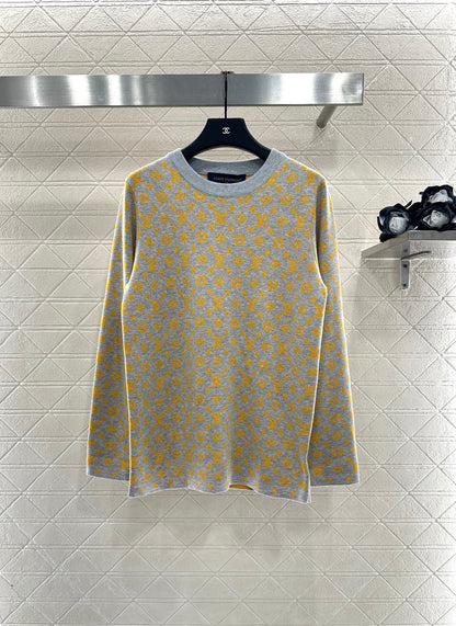 L 25 jacquard loose-knit wool top