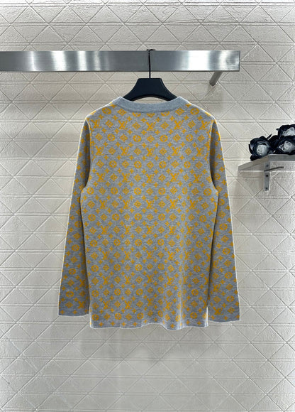L 25 jacquard loose-knit wool top