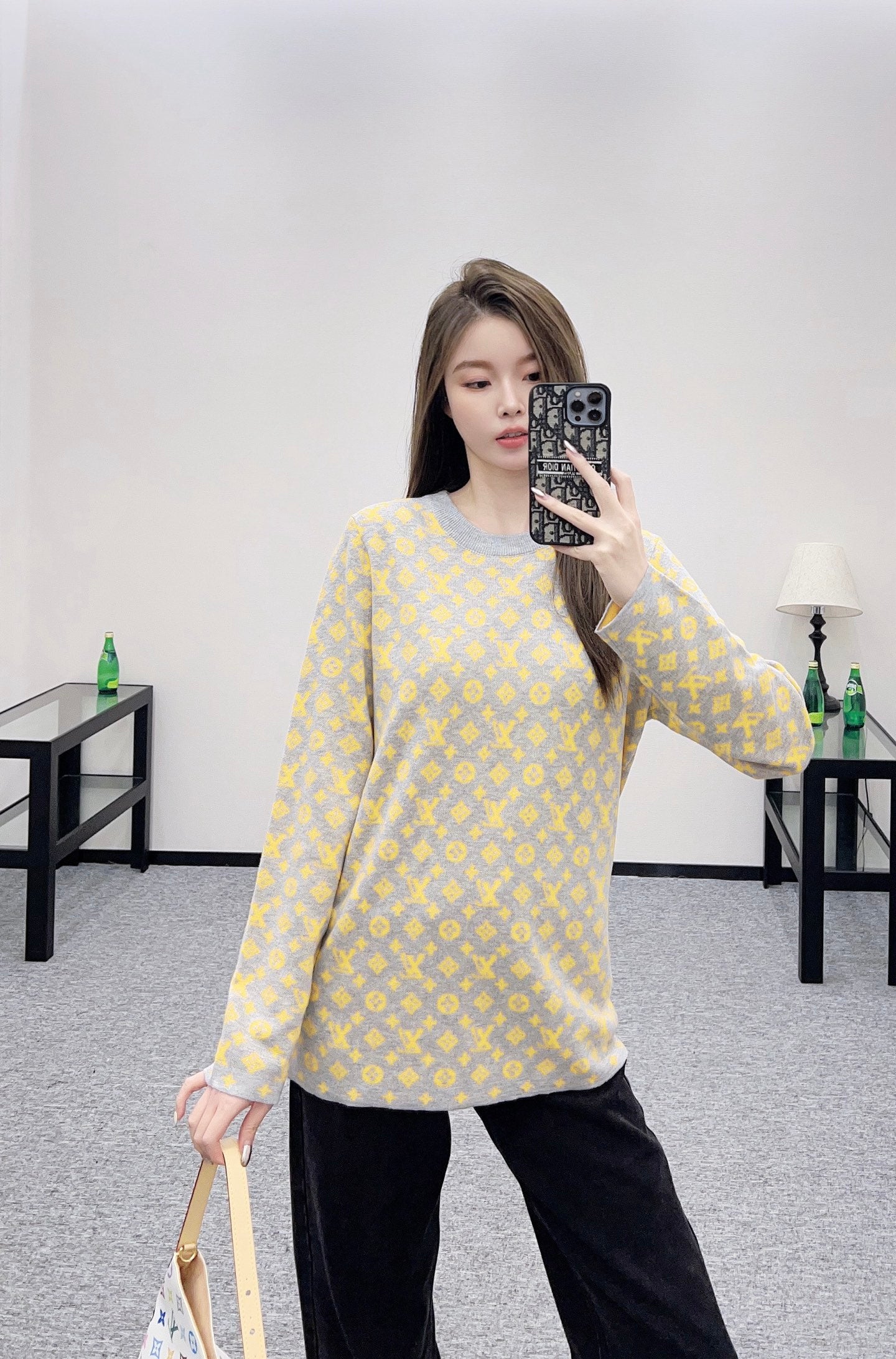 L 25 jacquard loose-knit wool top