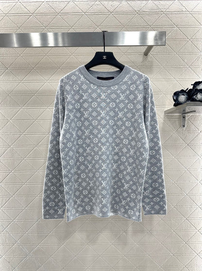 L 25 jacquard loose-knit wool top