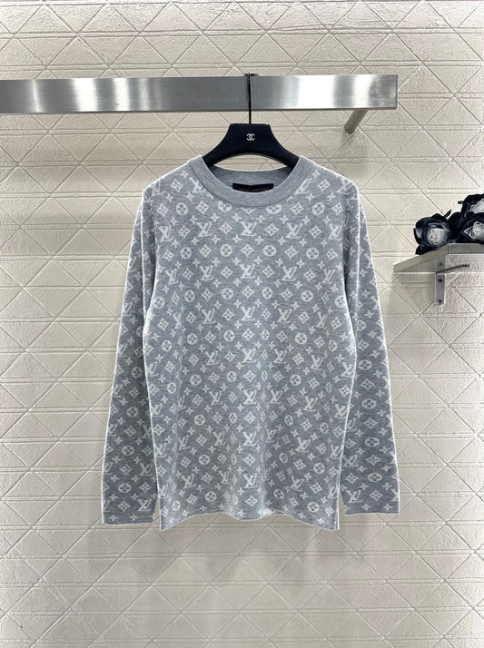L 25 jacquard loose-knit wool top