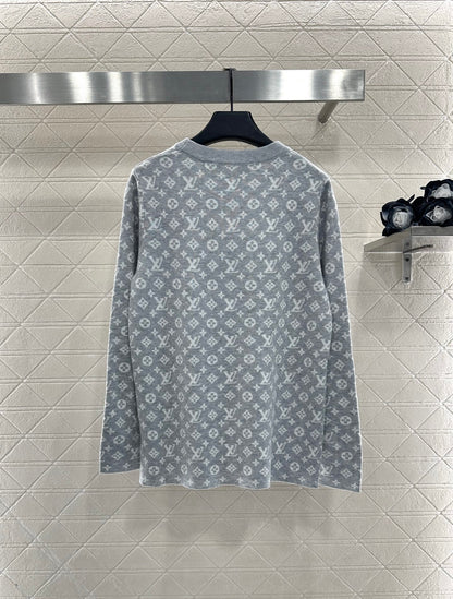 L 25 jacquard loose-knit wool top