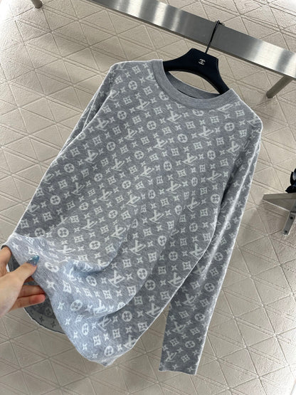 L 25 jacquard loose-knit wool top