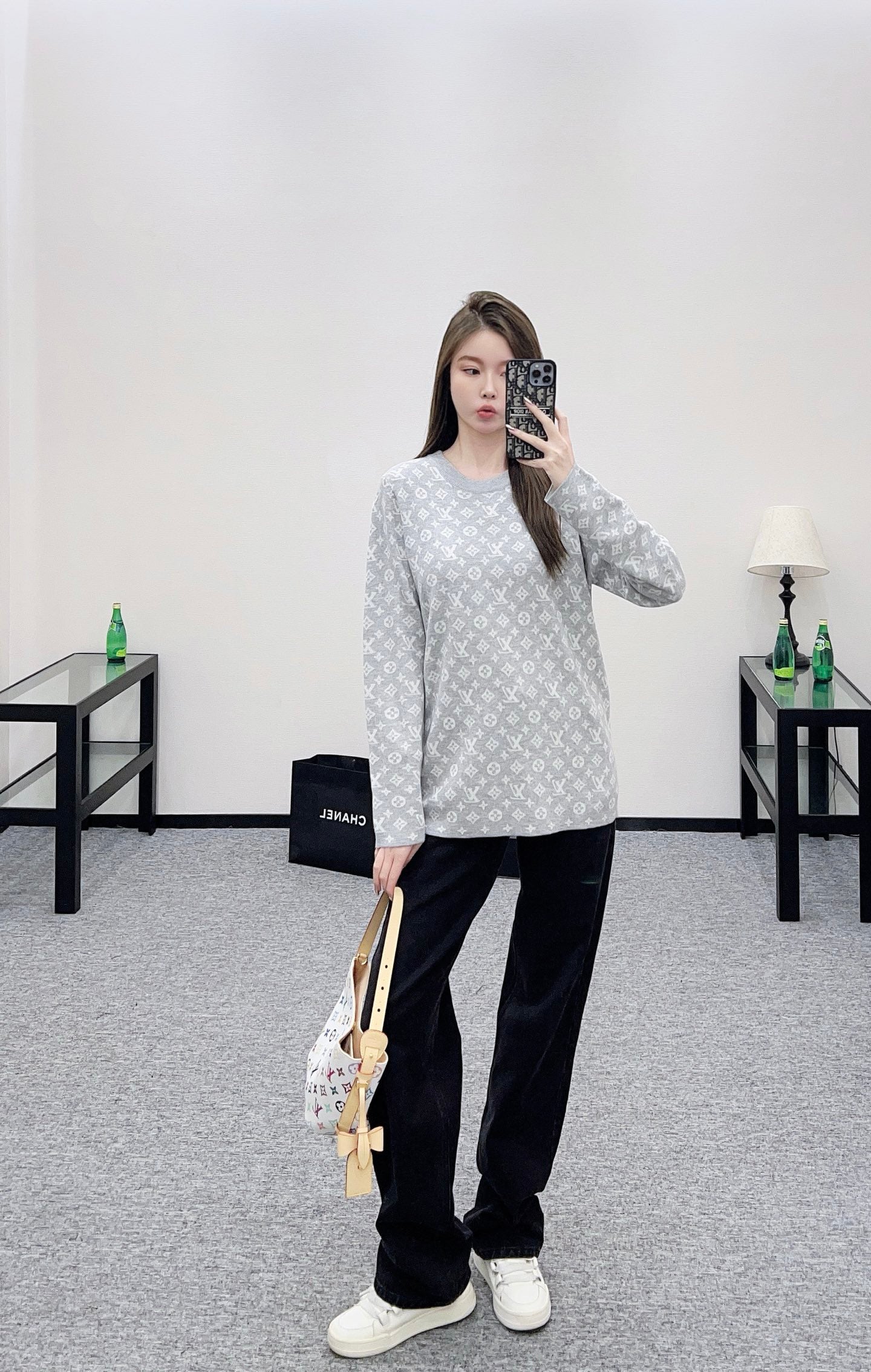 L 25 jacquard loose-knit wool top